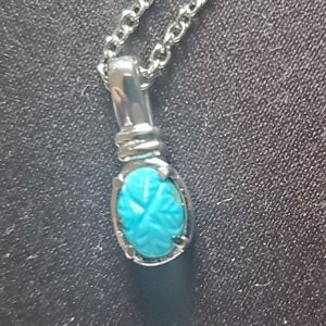 Platinum Sleeping Beauty Turquoise Pendant Necklace